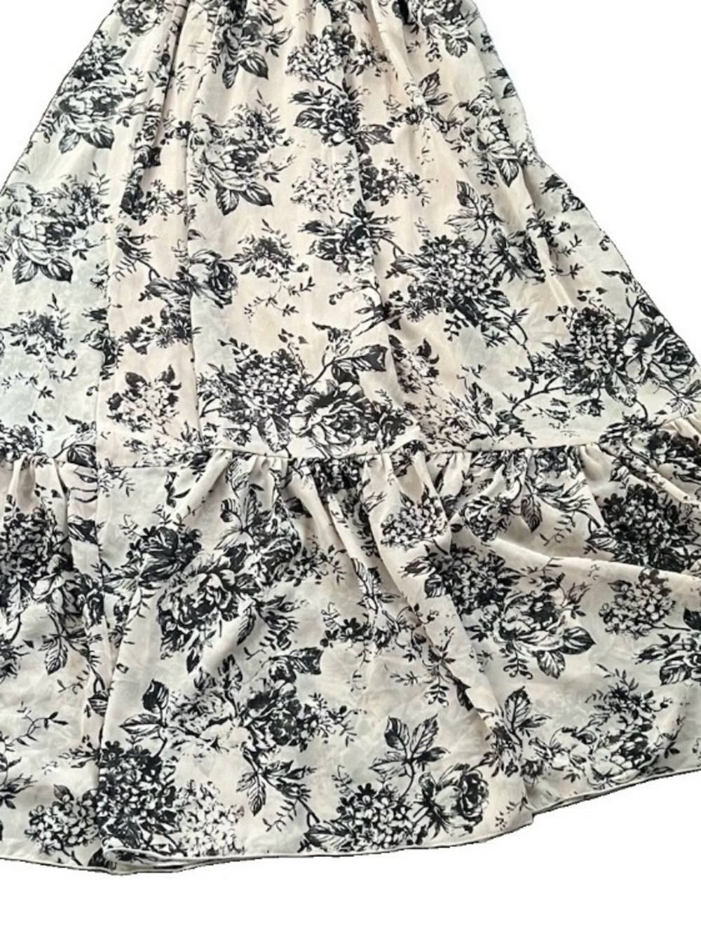 Kate & Lily Black Ivory Floral Smocked Waist Flutter Sleeve Maxi Dress Size 10 - Picture 7 of 13